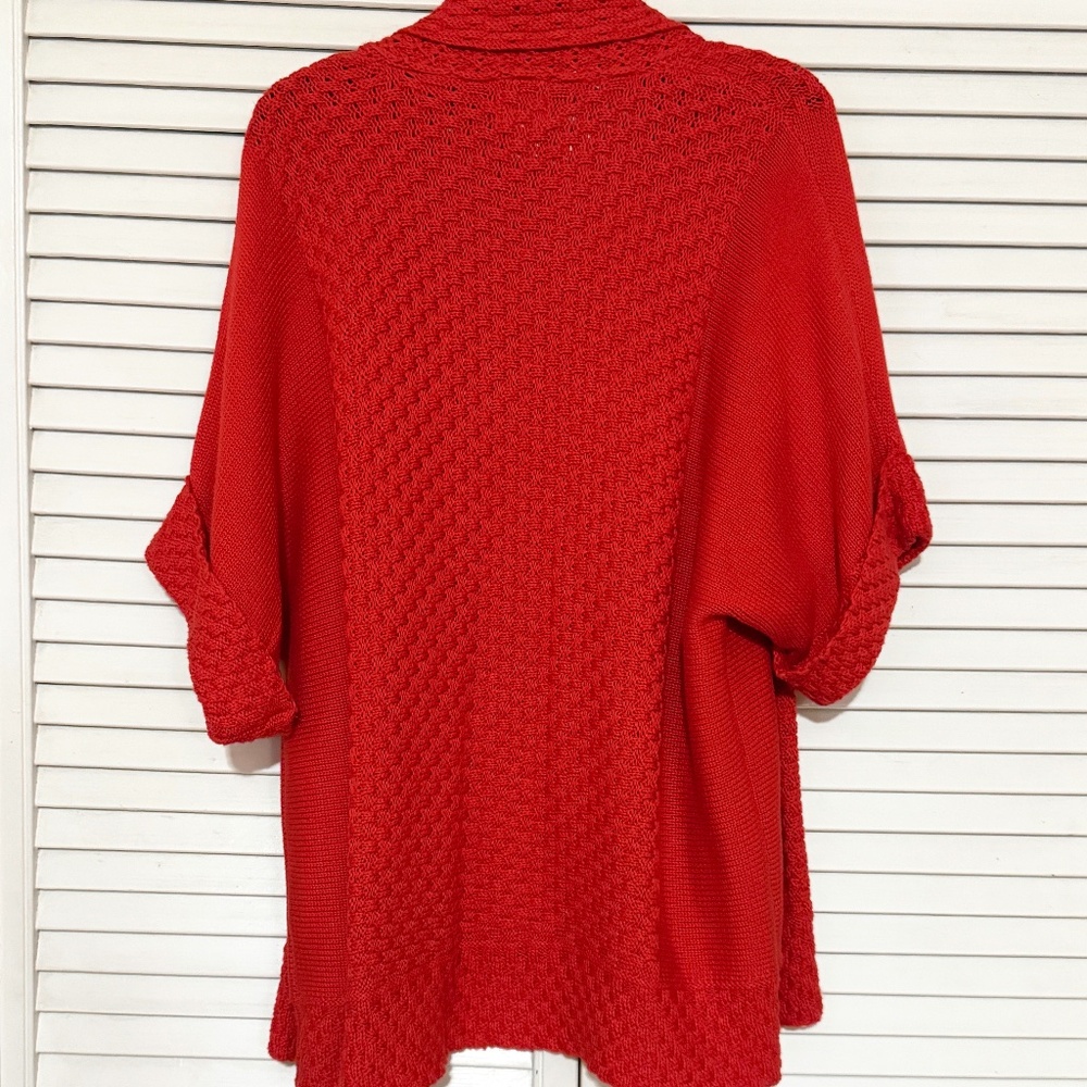 Ruby Rd. Open-Front Red Knit Cardigan - Picture 4 of 5